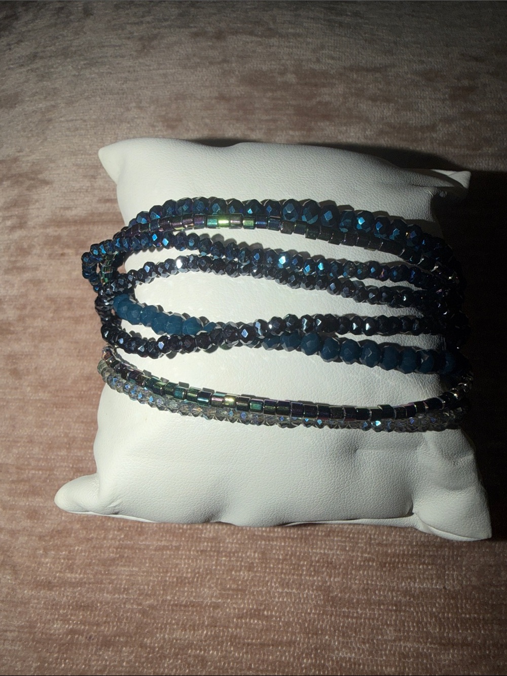 Blue Crystal Multi-Strand  Bracelet handmade